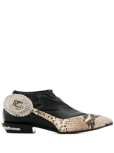 Toga Snakeskin Effect Panelled Ankle Boots In Neutrals