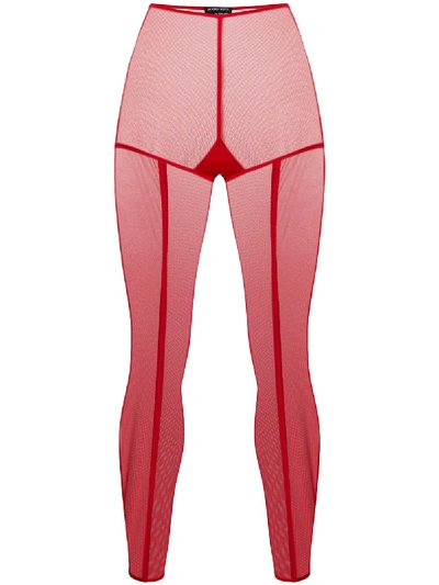 Ann Demeulemeester Sheer Exposed-seams Leggings In Red