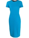 Victoria Beckham Pencil Midi Dress In Blue