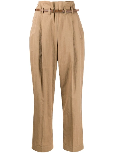 Brunello Cucinelli High Waist Cinched Detail Trousers In Beige