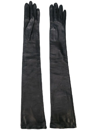 Rochas Long Fitted Gloves In Black