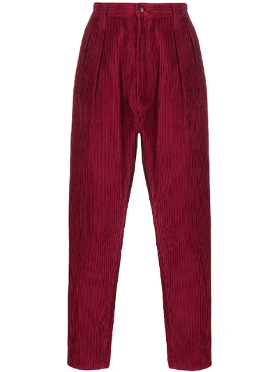 E. Tautz Straight Leg Tailored Trousers In Red