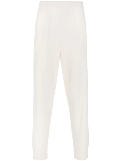 Jil Sander High Waisted Fine Knit Track Trousers In White