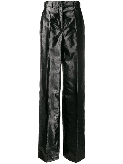 Olivier Theyskens High-waist Crinkled Trousers In Black