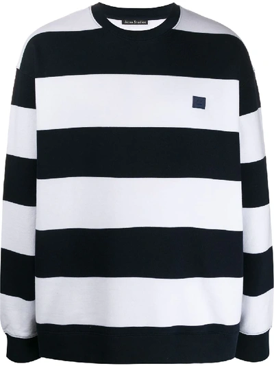 Acne Studios Logo Striped Sweatshirt In Blue And White