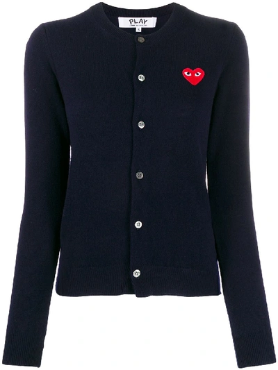 Comme Des Garçons Play Embroidered Logo Cardigan In 蓝色