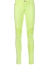 Philipp Plein Skinny Biker Jeans In Yellow