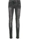 Philipp Plein High-waisted Cotton Jeggings In Black