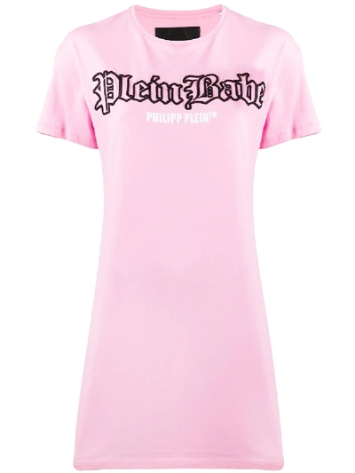 Philipp Plein Logo T-shirt Dress In Pink