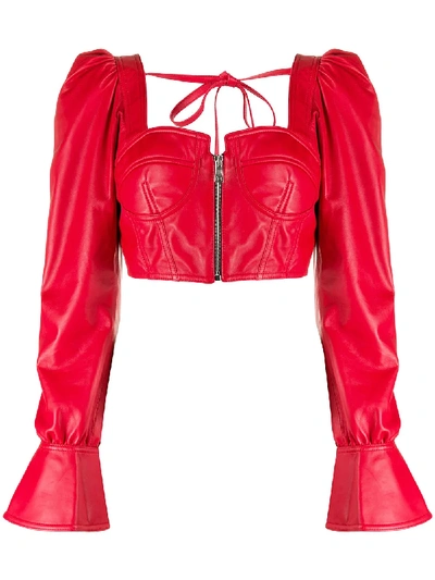 Manokhi Red Leather Top