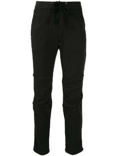 James Perse Cotton Tapered Trousers In Black
