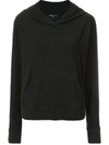 James Perse Relaxed Cotton Cropped Hoodie In Black