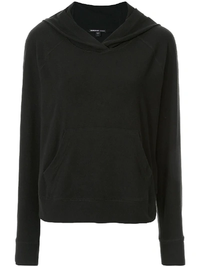 James Perse Relaxed Cotton Cropped Hoodie In Black