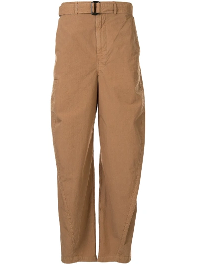 Lemaire Wide-leg Belted Trousers In 棕色