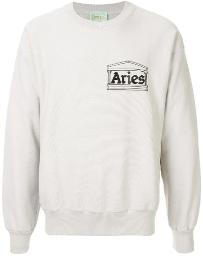 Aries Logo Long-sleeve Sweatshirt In Grey