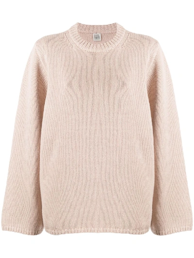 Totême Oversized Crew Neck Jumper In Pink