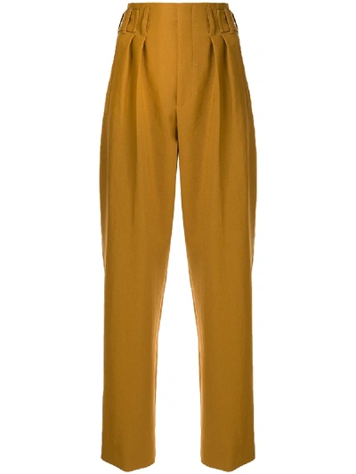 Maison Kitsuné Pleated-waist Straight-leg Trousers In Brown