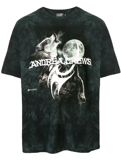 Andrea Crews Logo Wolf Print T-shirt In Green