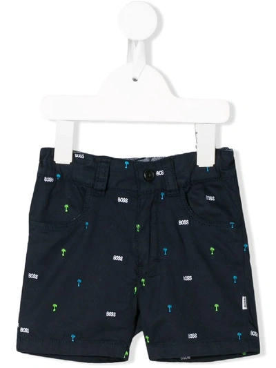 Hugo Boss Babies' Palm Tree Shorts In Blue