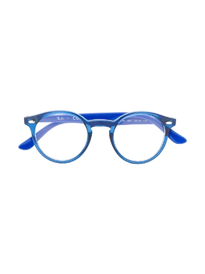 Ray-ban Junior Kids' Round Framed Glasses In Blue