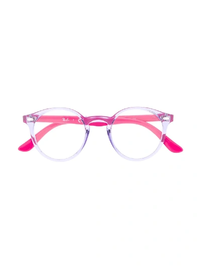 Ray-ban Junior Kids' Round Framed Glasses In Pink