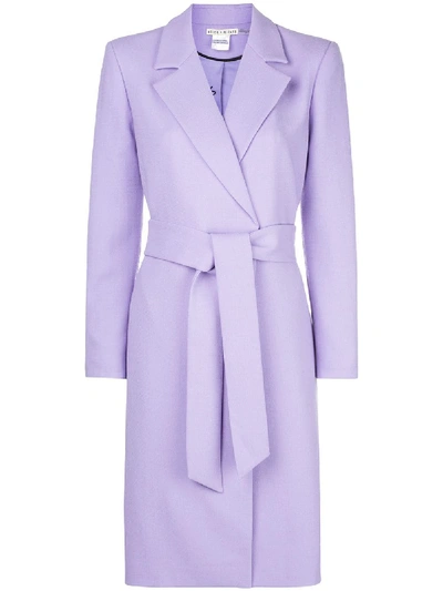 Alice And Olivia 'irwin' Notch Lapel Belted Long Coat In Purple