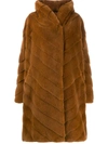 Liska Long Hooded Coat In 棕色