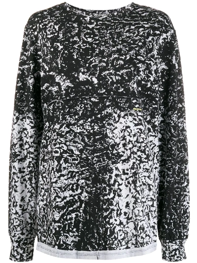 Eckhaus Latta Long Sleeve Textural Printed Jumper In Black