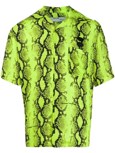 Off-white Snake Holiday Print Tech Bowling Shirt In Yellow
