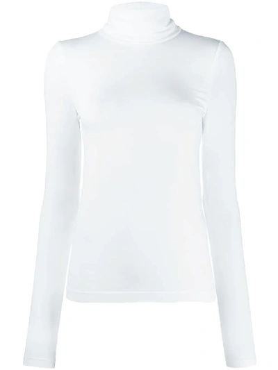 Wolford Aurora Long-sleeve Turtleneck Sweater In White