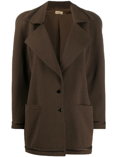 Pre-owned Versace 1980s Buttoned Coat In Brown