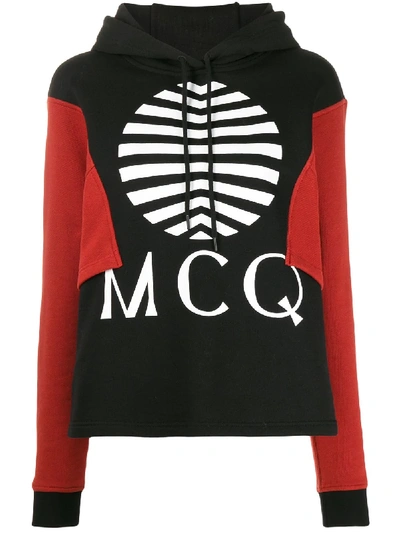 Mcq By Alexander Mcqueen Logo Colour-block Hoodie In Black