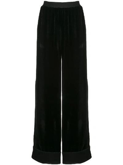 Mary Katrantzou Wide-leg Velvet High Trousers In Black