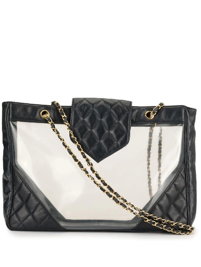 Pre-owned Chanel 1990 Clear Flap Shoulder Bag In Blue