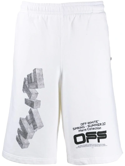Off-white Logo Print Track Shorts In White