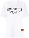 Pushbutton Slogan Print Relaxed T-shirt In White