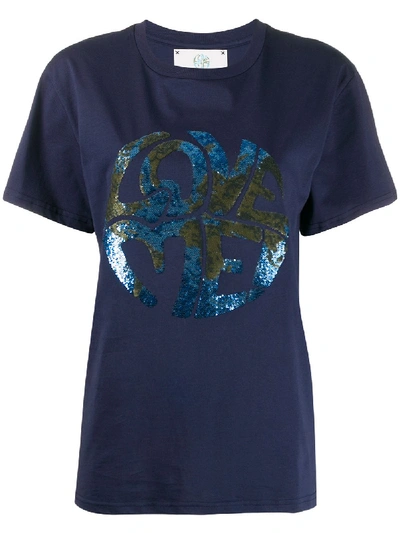 Alberta Ferretti Love Me Embellished T In Blue