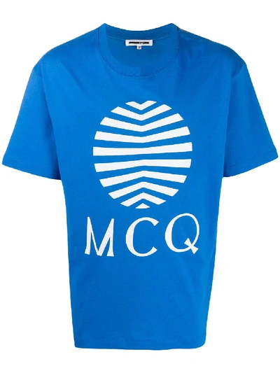 Mcq By Alexander Mcqueen Logo Print Cotton T-shirt In Blue
