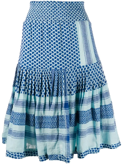 Cecilie Copenhagen Aftergold Patterned Ruffle Skirt In 蓝色