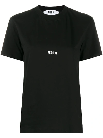 Msgm Logo Print T-shirt In Black