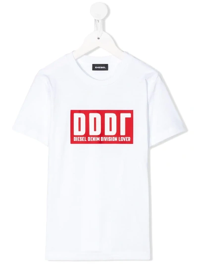Diesel Kids' Logo Print T-shirt In White