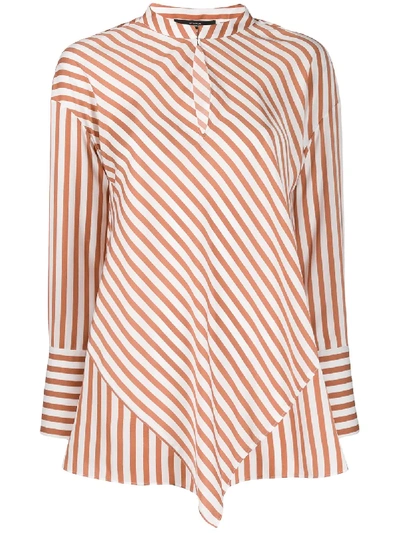 Steffen Schraut Striped Poplin Shirt In Brown