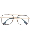 Victoria Beckham Grooved Square-frame Glasses In 金色
