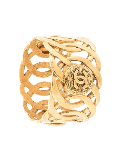 Pre-owned Chanel Cc Logo Bracelet In Gold