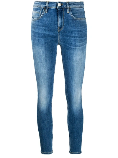 Pinko High Waisted Cropped Skinny Jeans In Light Blue