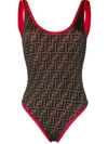 Fendi Ff Logo Reversible Swimsuit In 黑色