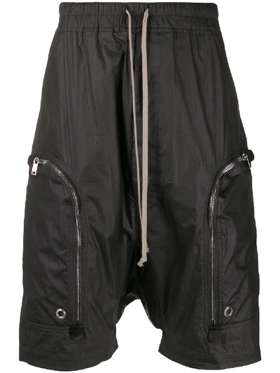 Rick Owens Matte Drop-crotch Shorts In Black