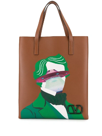 Valentino Garavani X Undercover Face Ufo Print Tote In 黑色