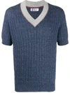 BRUNELLO CUCINELLI CABLE-KNIT SHORT-SLEEVED TOP