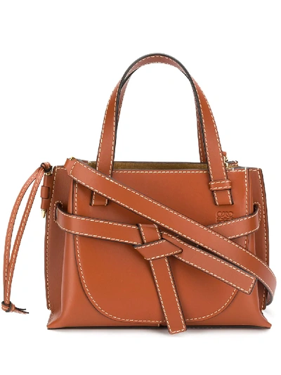 Loewe Mini Gate Tote In Brown